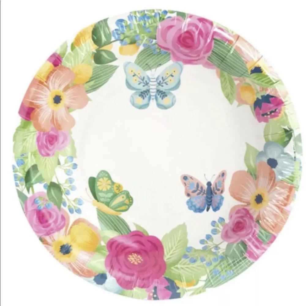 Butterfly Garden Charm 7” Round Scalloped Paper Plates By Celebrate It, 12 ct